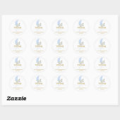 Sticker rond Baby shower garçon sur la lune (Feuille)