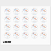 Sticker Rond Baby shower Garçon Teddy Bear (Feuille)