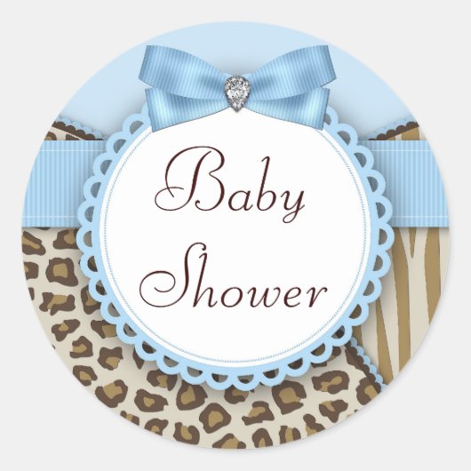 Sticker Rond Baby shower Garys Safari (Devant)