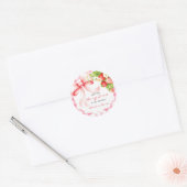 Sticker Rond Baby shower gingham fraise rose (Enveloppe)