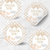 Sticker Rond Baby-Shower Gingham Silly Goose