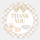 Sticker Rond Baby-Shower Gingham Silly Goose (Devant)