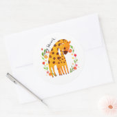 Sticker Rond Baby shower Giraffe (Enveloppe)