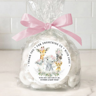 Sticker Rond Baby shower Girl Sweet Safari