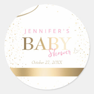 Sticker Rond Baby shower Gold Sparkle Girl
