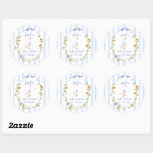 Sticker Rond Baby shower goose blue (Feuille)