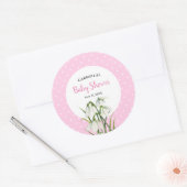 Sticker Rond Baby Shower Gouttes de Neige Blanches Petits Point (Enveloppe)