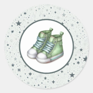 Sticker Rond Baby shower Green Baby High Tops