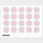 Sticker Rond Baby shower gris, blanc et rose pastel Chevron (Feuille)