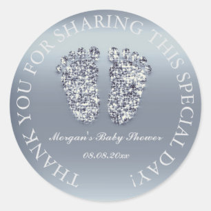 Sticker Rond Baby shower gris Parties scintillant  Favoriser le
