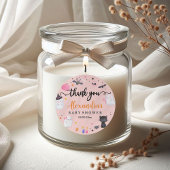 Sticker rond Baby shower Halloween rose Fantôme