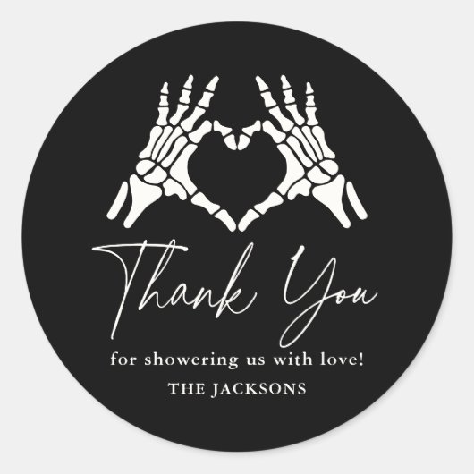 Sticker Rond Baby shower Halloween Skeleton Hands (Devant)