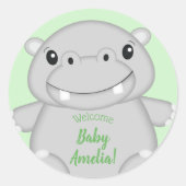 Sticker Rond Baby shower Hippo (Devant)