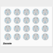 Sticker Rond Baby shower Hippo bleu (Feuille)