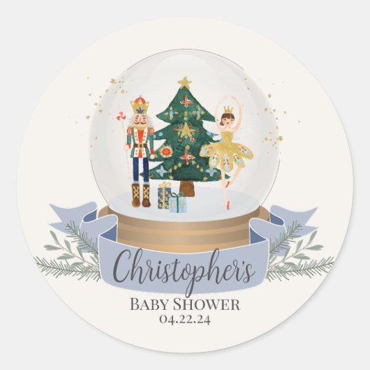 Sticker Rond baby shower hivernal de noix de cou (Devant)