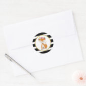 Sticker Rond Baby shower inspiré par Boho Fox Striped Pompom (Enveloppe)