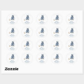 Sticker Rond Baby Shower Jean Bleu (Feuille)