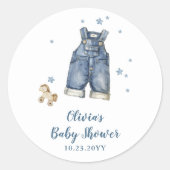 Sticker Rond Baby Shower Jean Bleu (Devant)