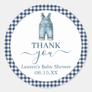 Sticker rond Baby shower Jeans bleu
