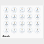 Sticker rond Baby shower Jeans bleu (Feuille)