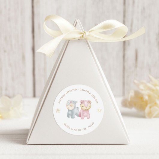 Sticker Rond Baby shower Jouets Pastel Plush