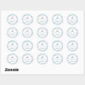 Sticker Rond Baby shower jumeau bleu typographie moderne (Feuille)