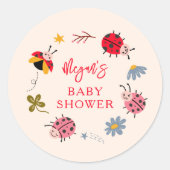 Sticker Rond Baby shower Ladybug mignon Favoriser (Devant)