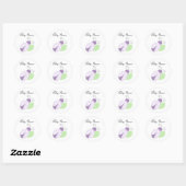 Sticker Rond Baby-Shower Ladybug Violet (Feuille)