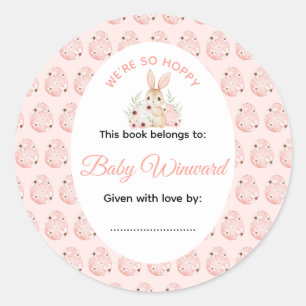 Sticker Rond Baby Shower Lapin de Pâques