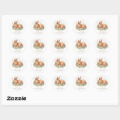 Sticker Rond Baby shower Lapin Floral Lapin (Feuille)