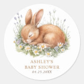 Sticker Rond Baby shower Lapin Floral Lapin (Devant)