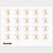 Sticker Rond Baby shower lapin mignon (Feuille)