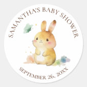 Sticker Rond Baby Shower Lapin Mignon (Devant)