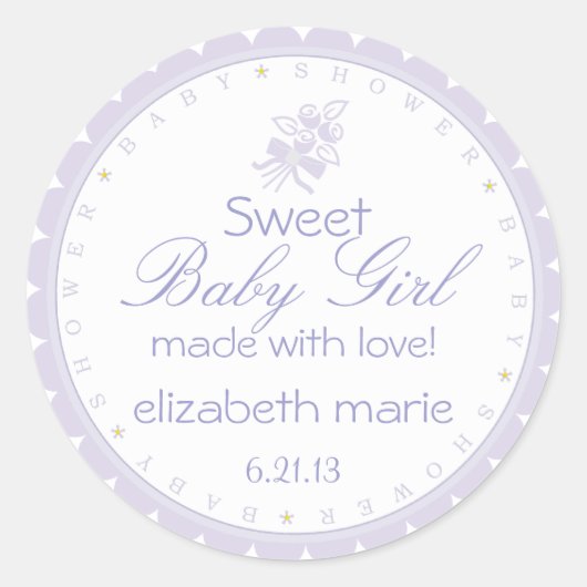 Sticker Rond Baby shower Lavande (Devant)