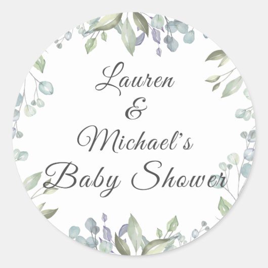 Sticker Rond Baby shower Lilac Aquarelle Floral Couples (Devant)