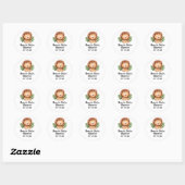 Sticker Rond Baby shower Lion Aquarelle Cute (Feuille)