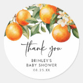 Sticker rond Baby shower Little Cutie Citrus (Devant)