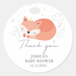 Sticker Rond Baby shower Little Fox mignon