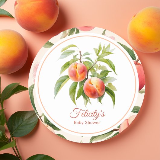 Sticker Rond Baby shower Little Peach