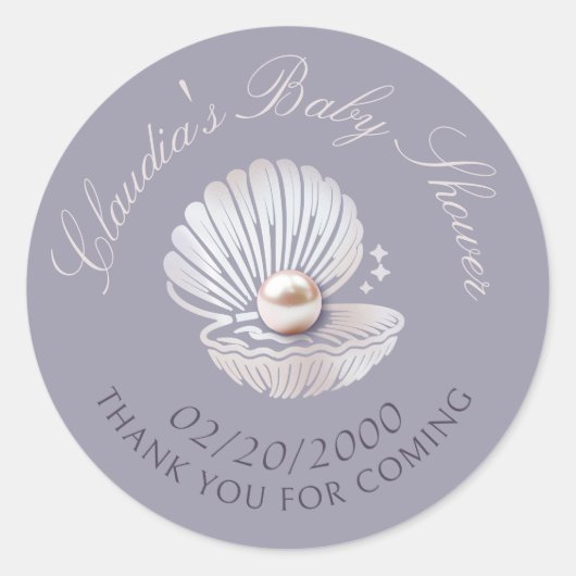 Sticker Rond Baby shower Little Pearl (Devant)