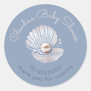 Sticker Rond Baby shower Little Pearl