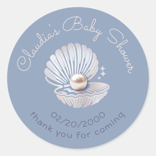 Sticker Rond Baby shower Little Pearl (Devant)