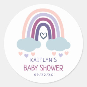 Sticker Rond Baby shower Little Rainbow