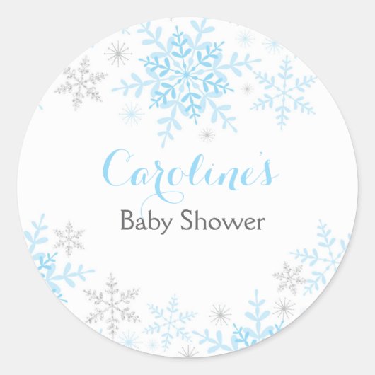 Sticker rond Baby shower Little Snowflake (Devant)