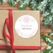 Sticker rond Baby shower Little Snowflake
