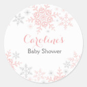 Sticker rond Baby shower Little Snowflake (Devant)