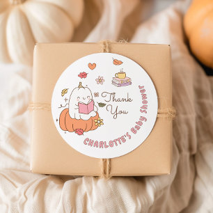 Sticker Rond Baby Shower Livres Fantaisie Rose Little Boo