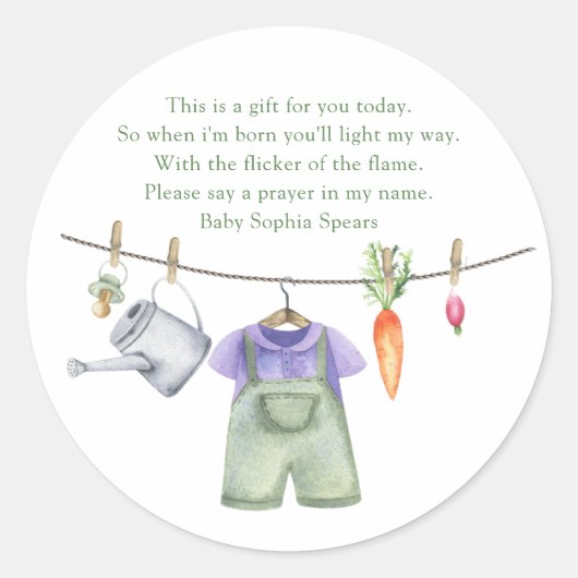 Sticker Rond Baby shower local - prière (Devant)