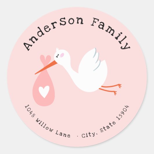 Sticker Rond Baby shower longue distance par adresse postale Sc (Devant)