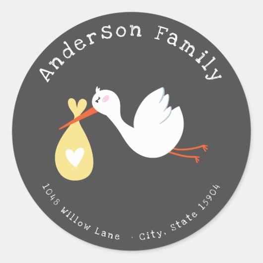 Sticker Rond Baby shower longue distance par adresse postale Sc (Devant)